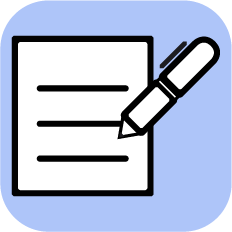 디자인 문의 접수를 상징하는 문서와 펜 아이콘