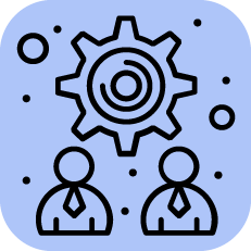 디자인 전략 기획을 상징하는 기어와 사람 아이콘